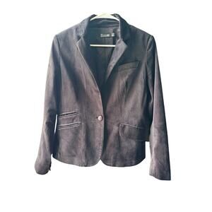 7th Avenue New York & Company Blazer Women’s 8 Black Velvet One Button Jacket